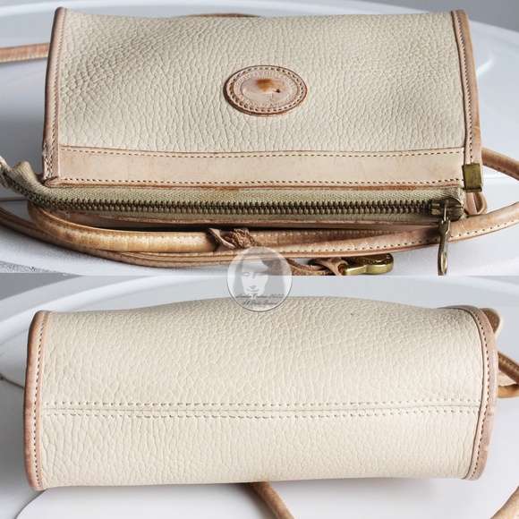 Vintage Dooney & Bourke Bag Small Zip Top Crossbody Bag Bone AWL with Fob - Picture 9 of 10